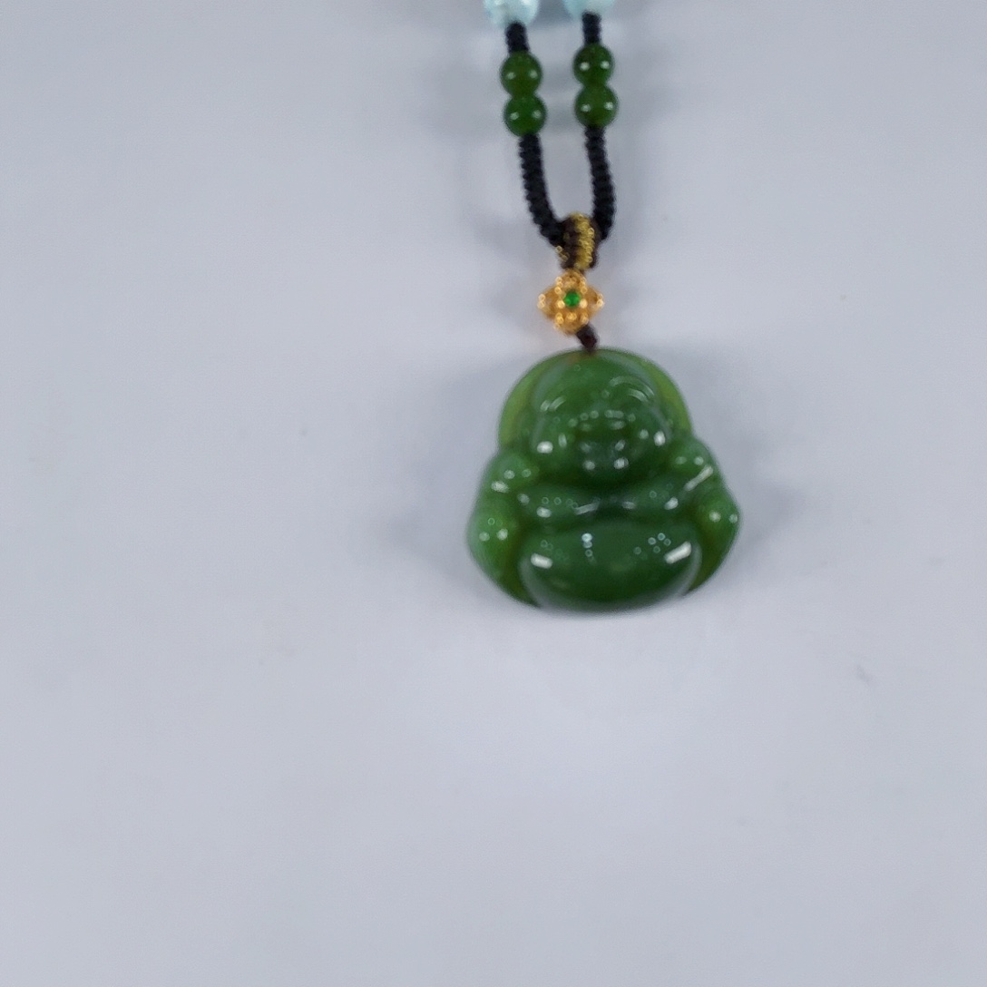棋***兰和田玉（碧玉）18K金镶嵌颈饰