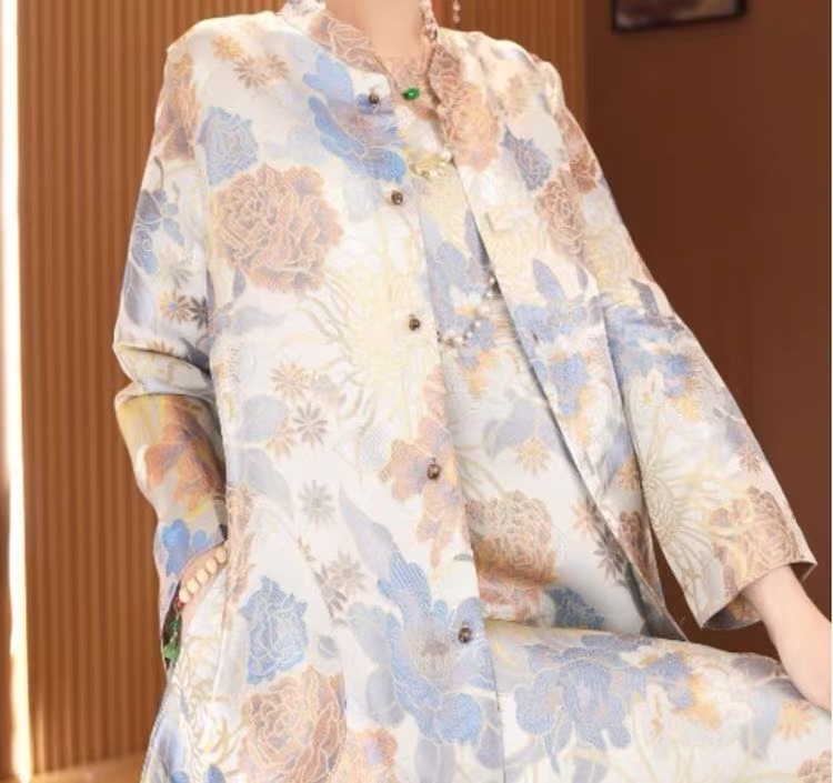 盛世蓝颜|新中式改良款双面穿女装中长款新中式服装2025B991-依依