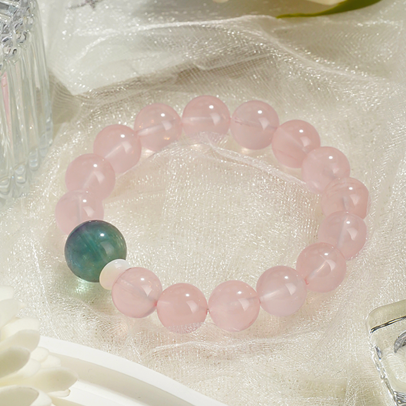 天然马粉晶绿萤石水晶手串 高级感首饰 经典设计款