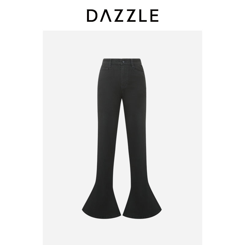 DAZZLE地素牛仔裤黑色牛仔喇叭裤2H1R5021A