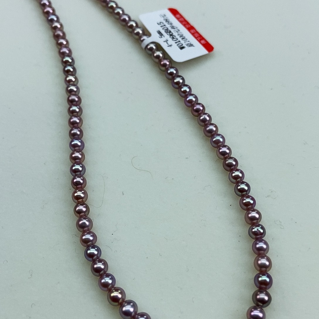 淡水珍珠4.5紫珠小灯泡正圆银S925镶嵌