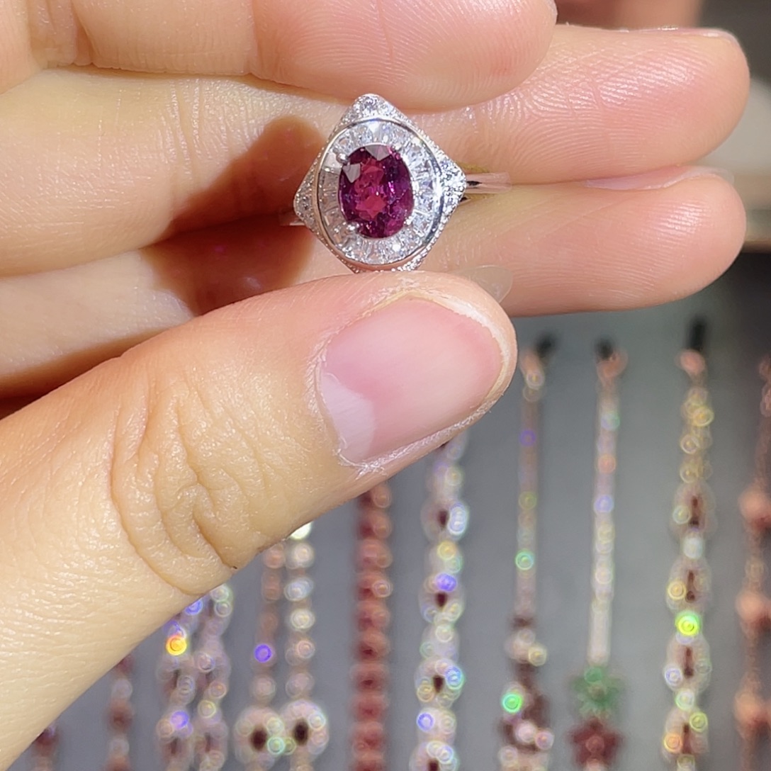 碧玺戒指银S925镶嵌