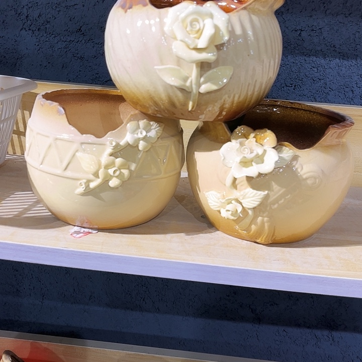 瓷片花盆多肉植物艺术品