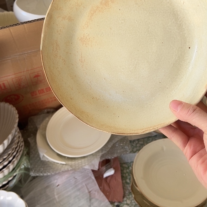 瓷片默认瑕疵商品粗陶9寸