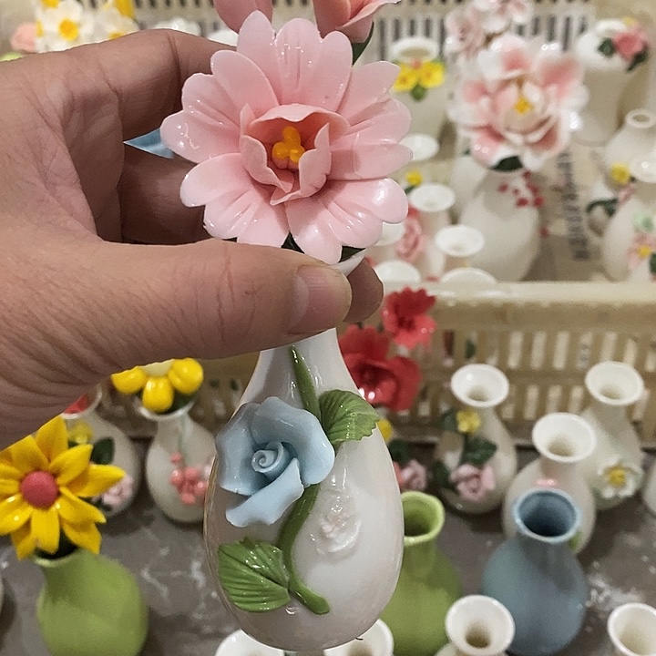瓷片纯手工陶瓷花摆件瑕