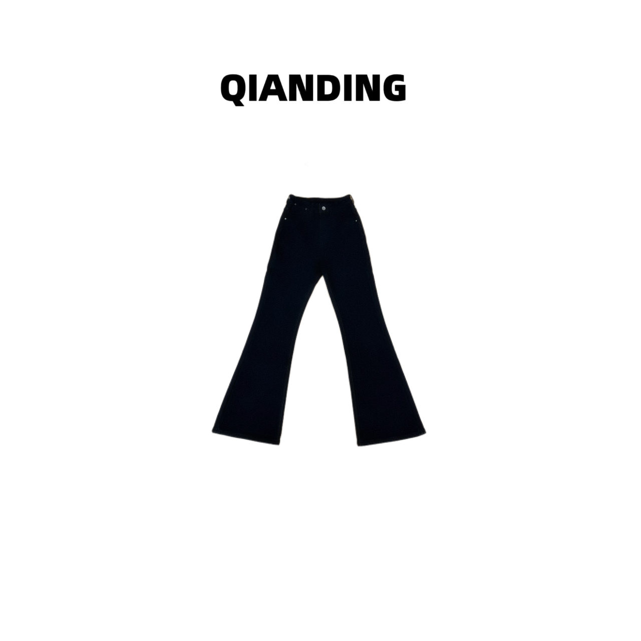 【QIANDING】【微喇神裤】加绒显瘦超模牛仔裤254088