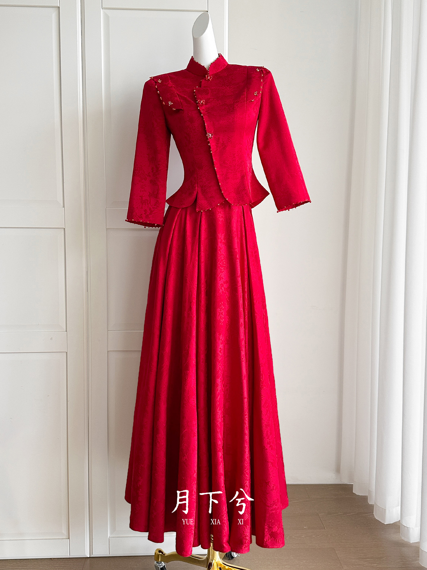 【月下兮-叙棠】新中式新娘敬酒套装结婚出阁红色订婚礼服秀禾婚服
