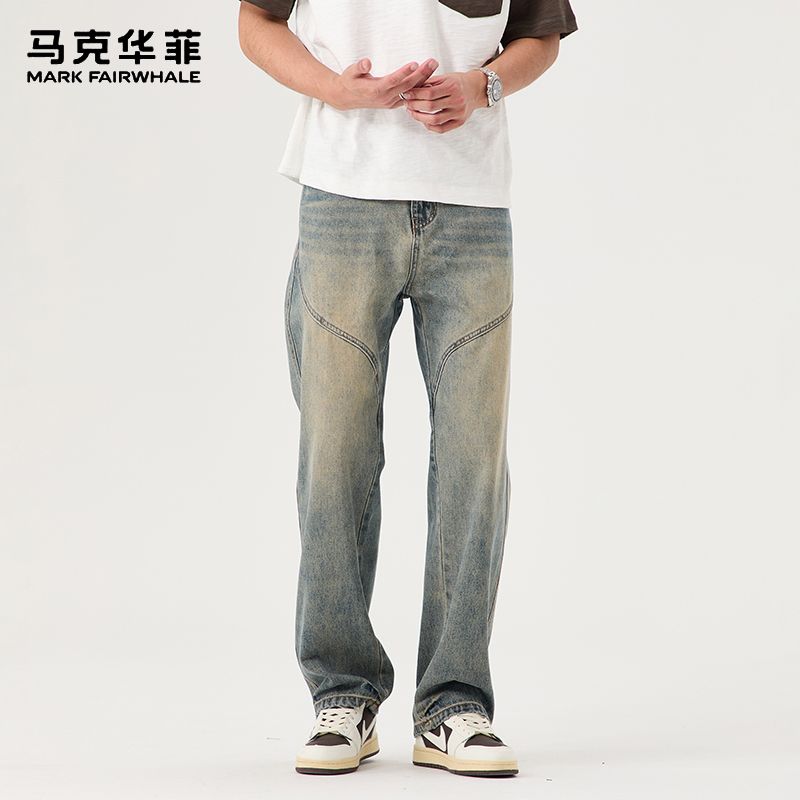 马克华菲牛仔裤男直筒时尚高端休闲长裤春秋季新款阔腿宽松长裤男