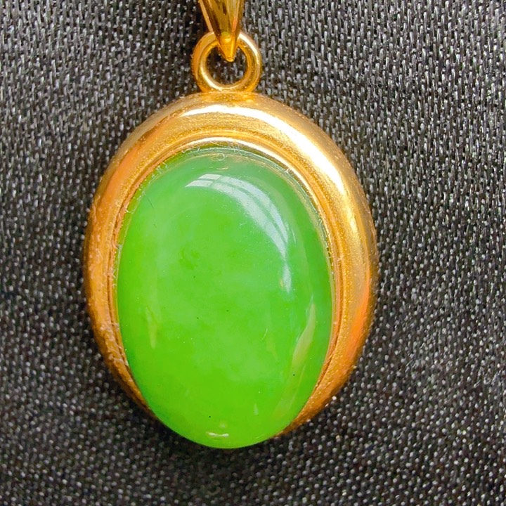 和田玉（碧玉）颈饰银S925镀金镶嵌