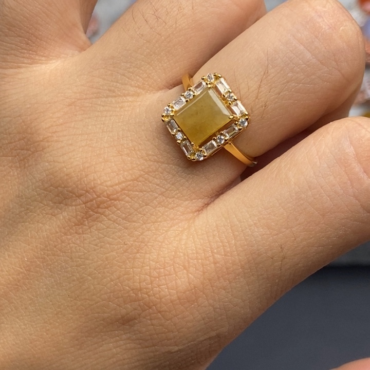 翡翠戒指银S925镶嵌戒指