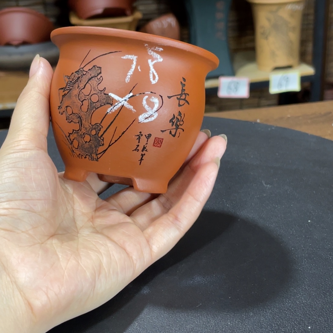 紫砂花盆紫砂和白