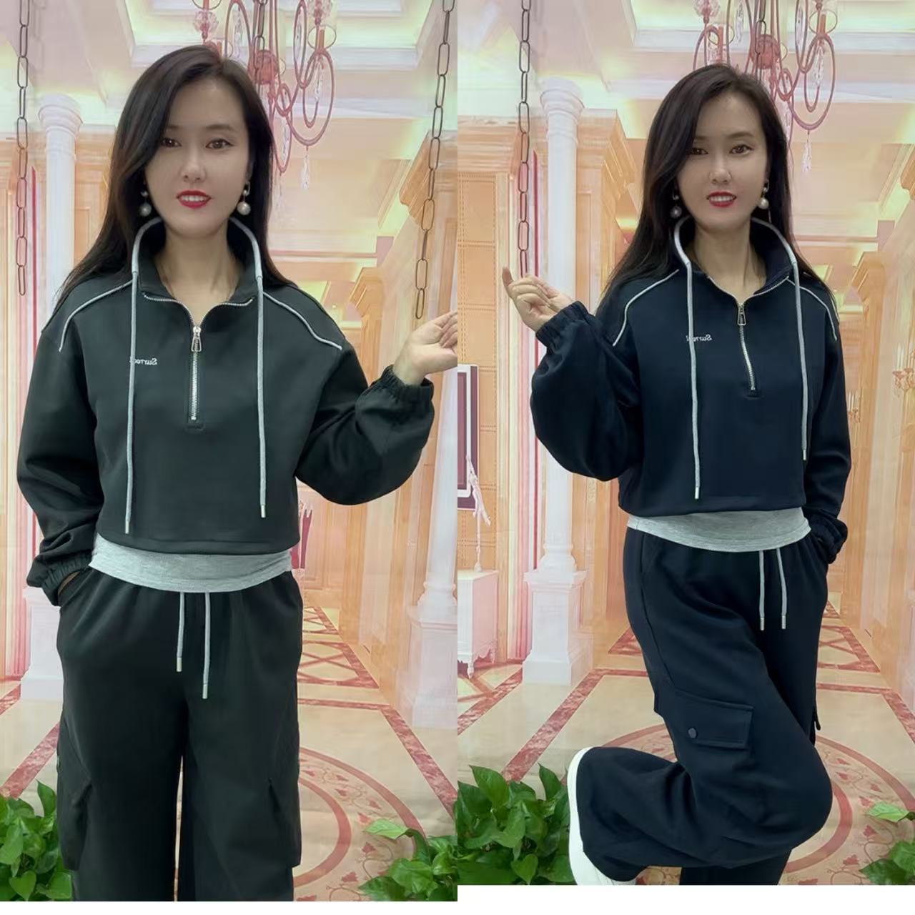 F850新款休闲三件套（上衣+背心+裤子）