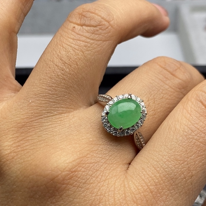 翡翠戒指银S925镶嵌戒指