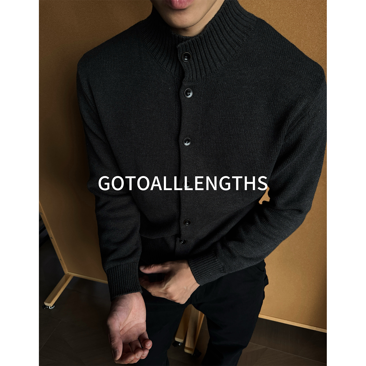 GTAL25AW美式休闲德系全纽扣毛衣570g纯色针织衫高级感长袖上衣