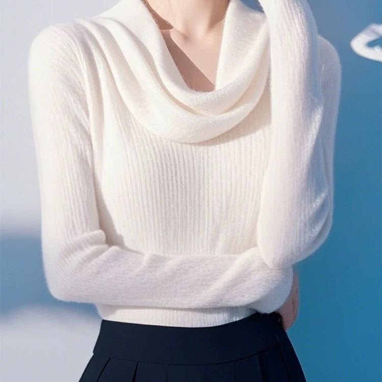 0010 设计感拼接撞色长袖针织衫女2024夏季时尚气质修身打底上衣