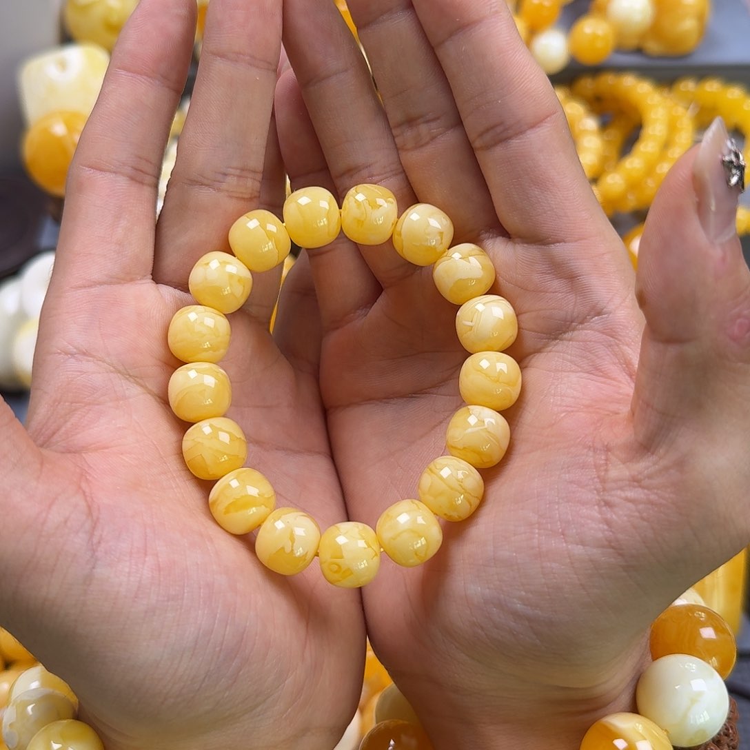 琥珀珠宝奇石未镶嵌同料13mm