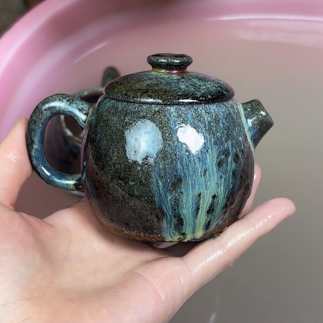 壶柴烧紫砂巨轮壶
