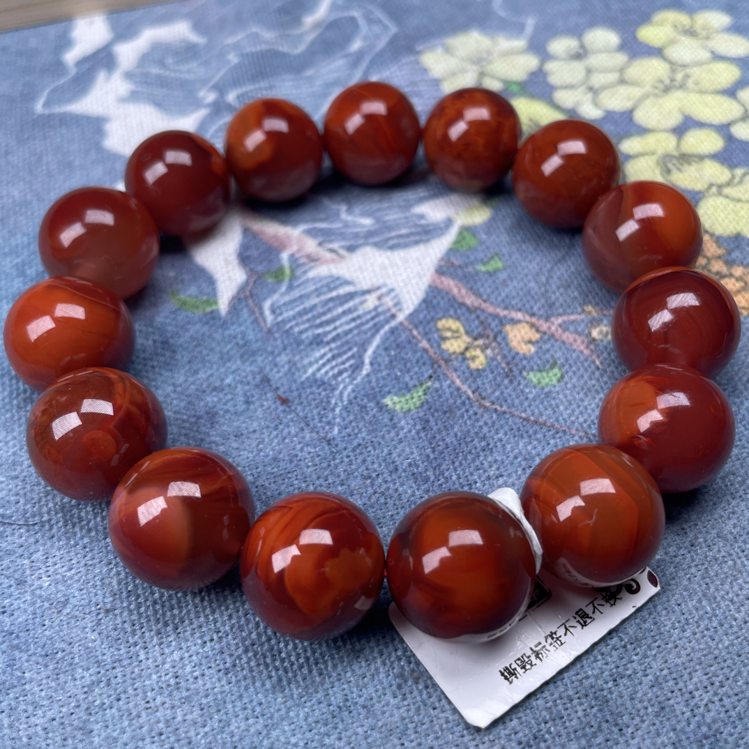 原矿瓦西南红圆珠手串14mm+