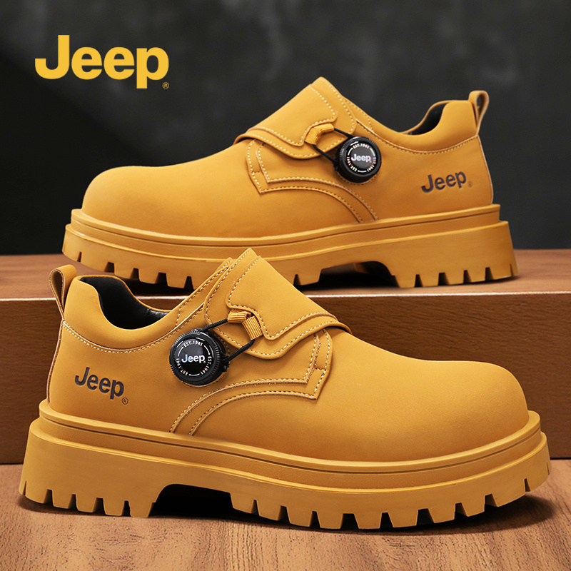 Jeep吉普2025冬季新款男士低帮黄靴休闲工鞋皮鞋休闲鞋圆头德比鞋