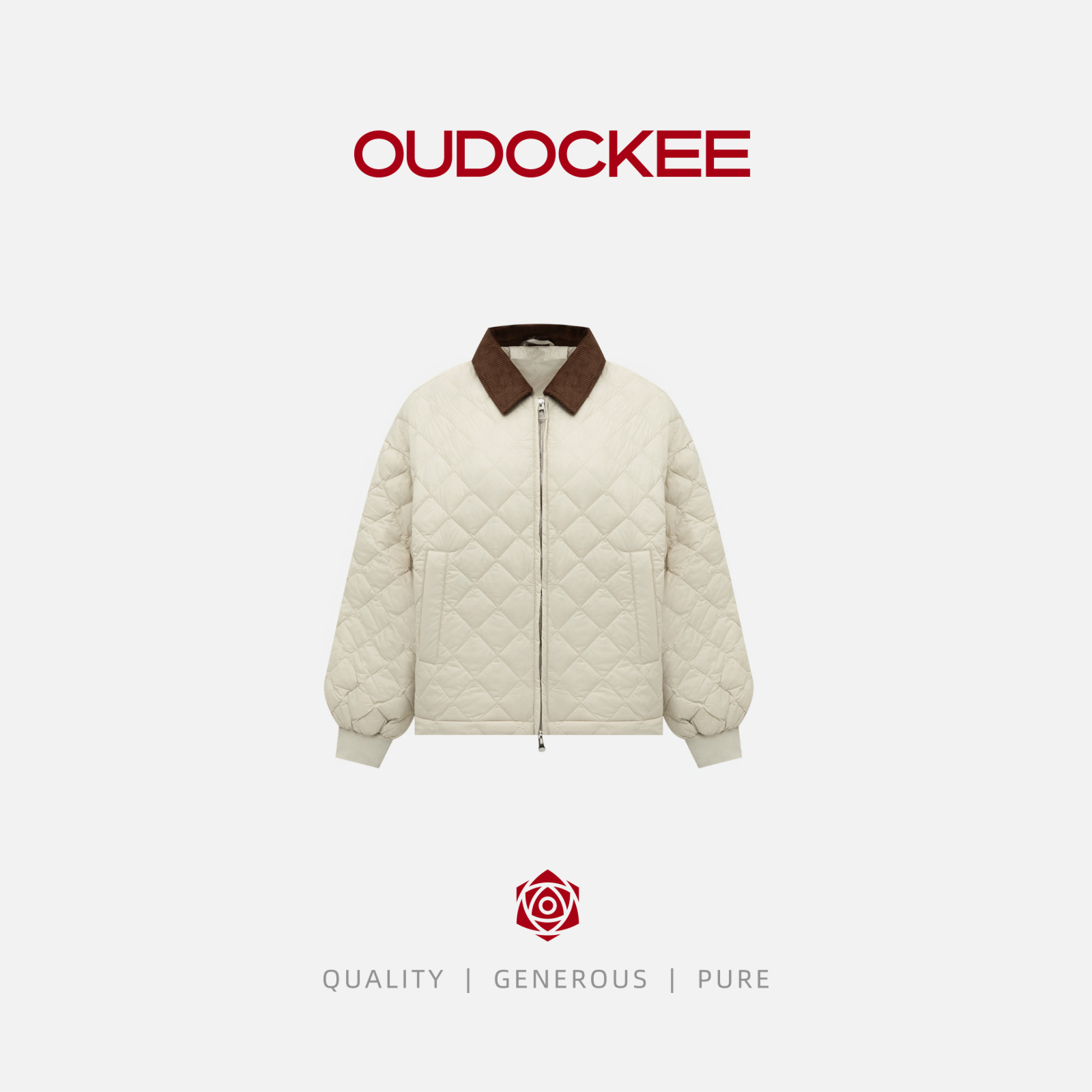 OUDOCKEE 鸥鸥【鸥鸥同款】韩版菱形撞色轻薄羽绒外套 2F633