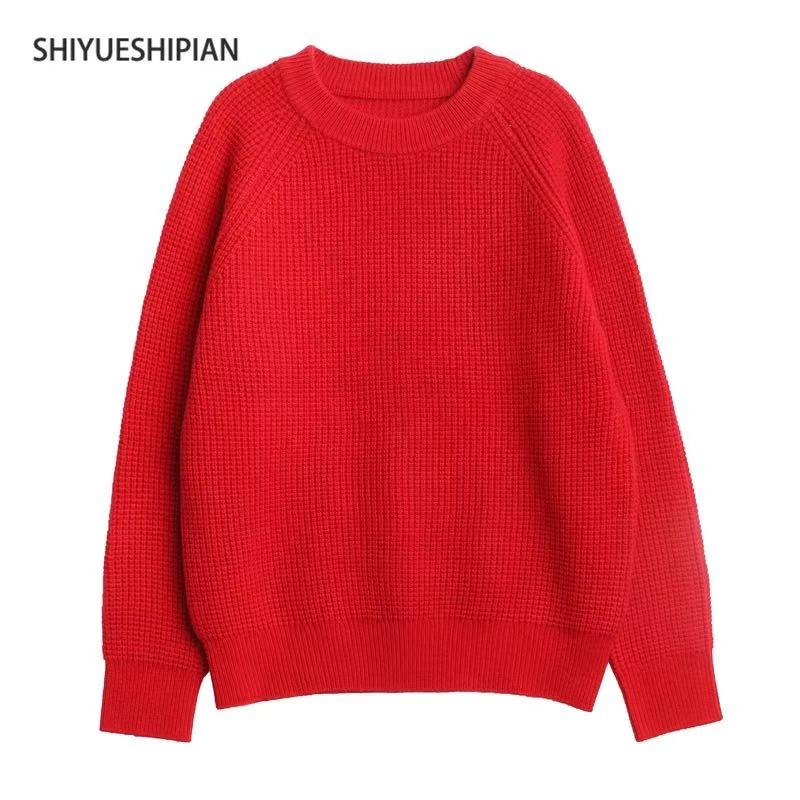 【新年红系列】2025秋冬新款100羊毛衫百搭元宝针加厚针织羊毛衫