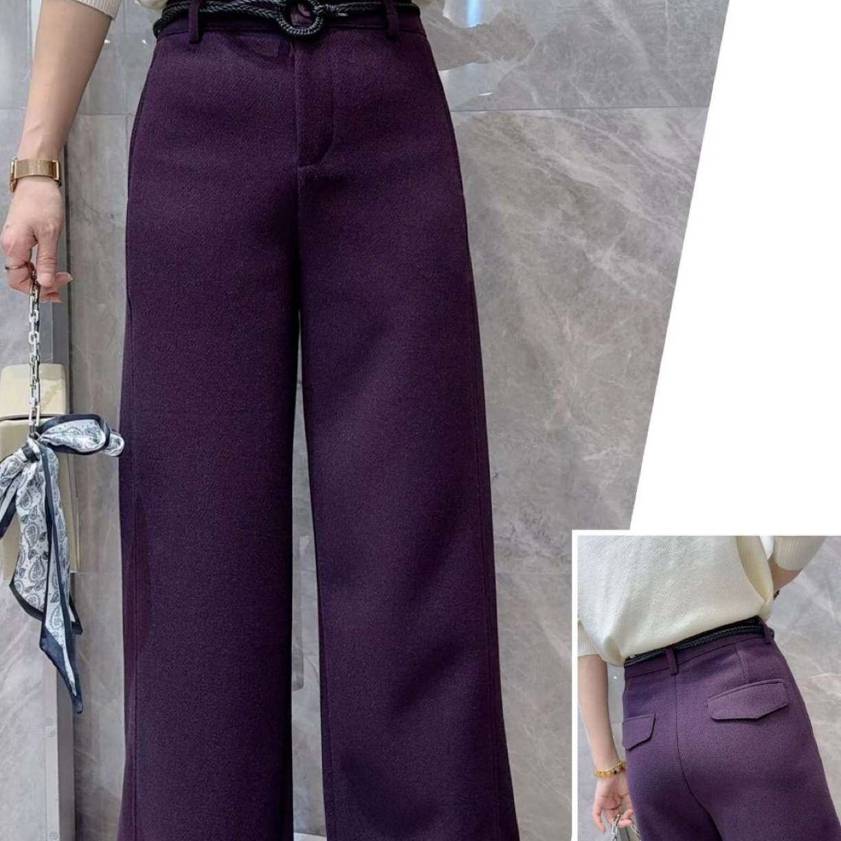 素系精致老钱显腿直杂色纹理九分裤