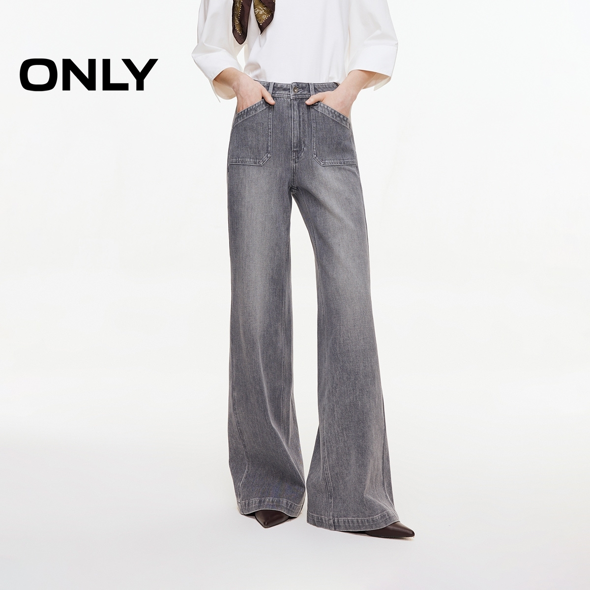 ONLY2025秋季新款修容水洗设计低腰喇叭裤长裤牛仔裤女|125332027