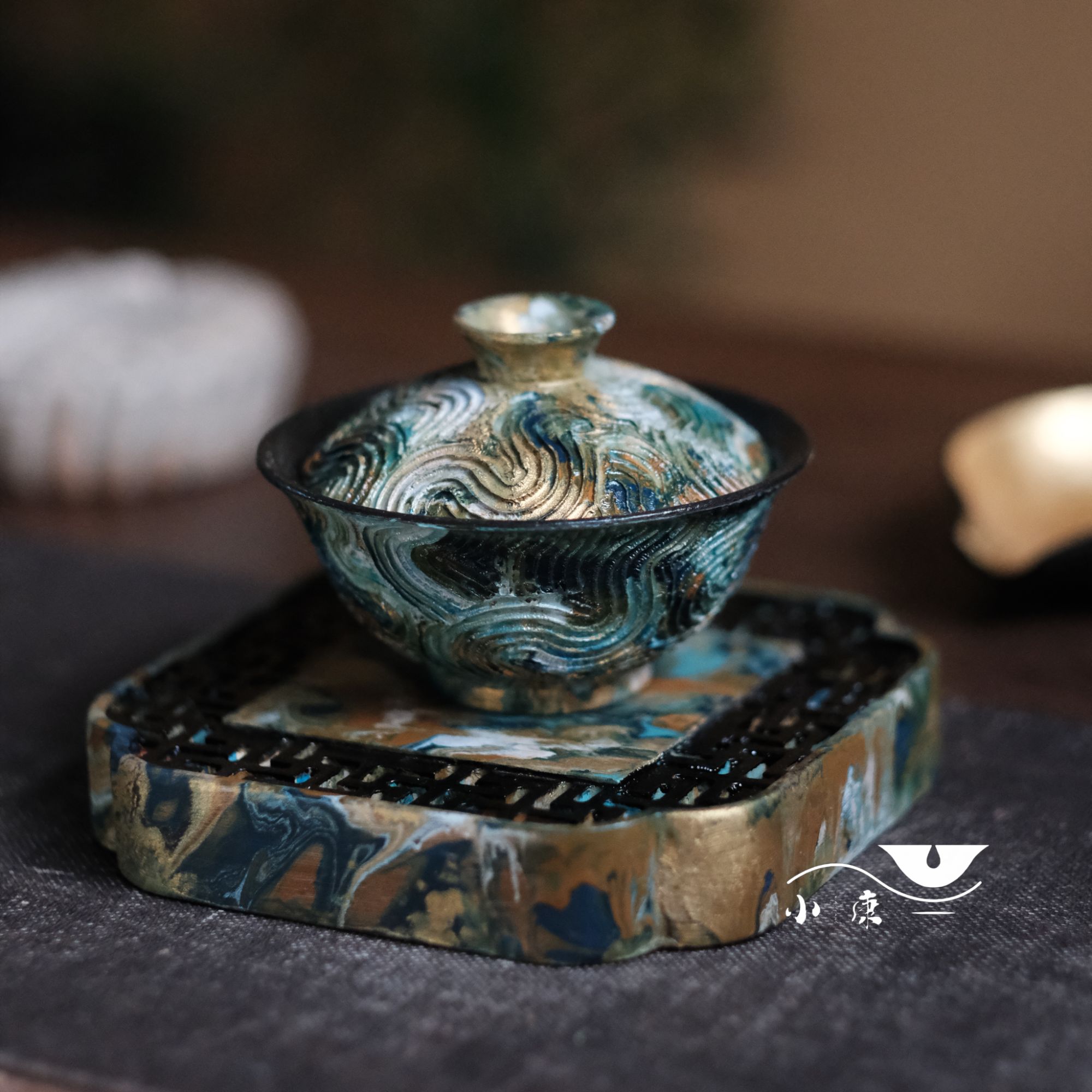 小康茶器大漆原创手作盖碗泡茶器漆器茶具泡茶碗茶杯功夫茶具