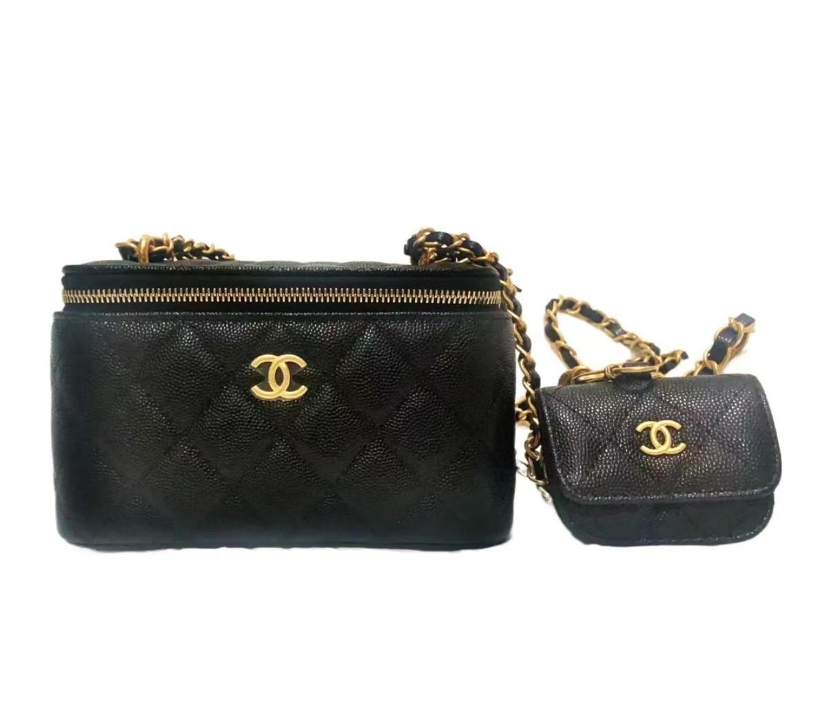 99新 Chanel/香奈儿 香奈儿黑金化妆盒链条包/23A