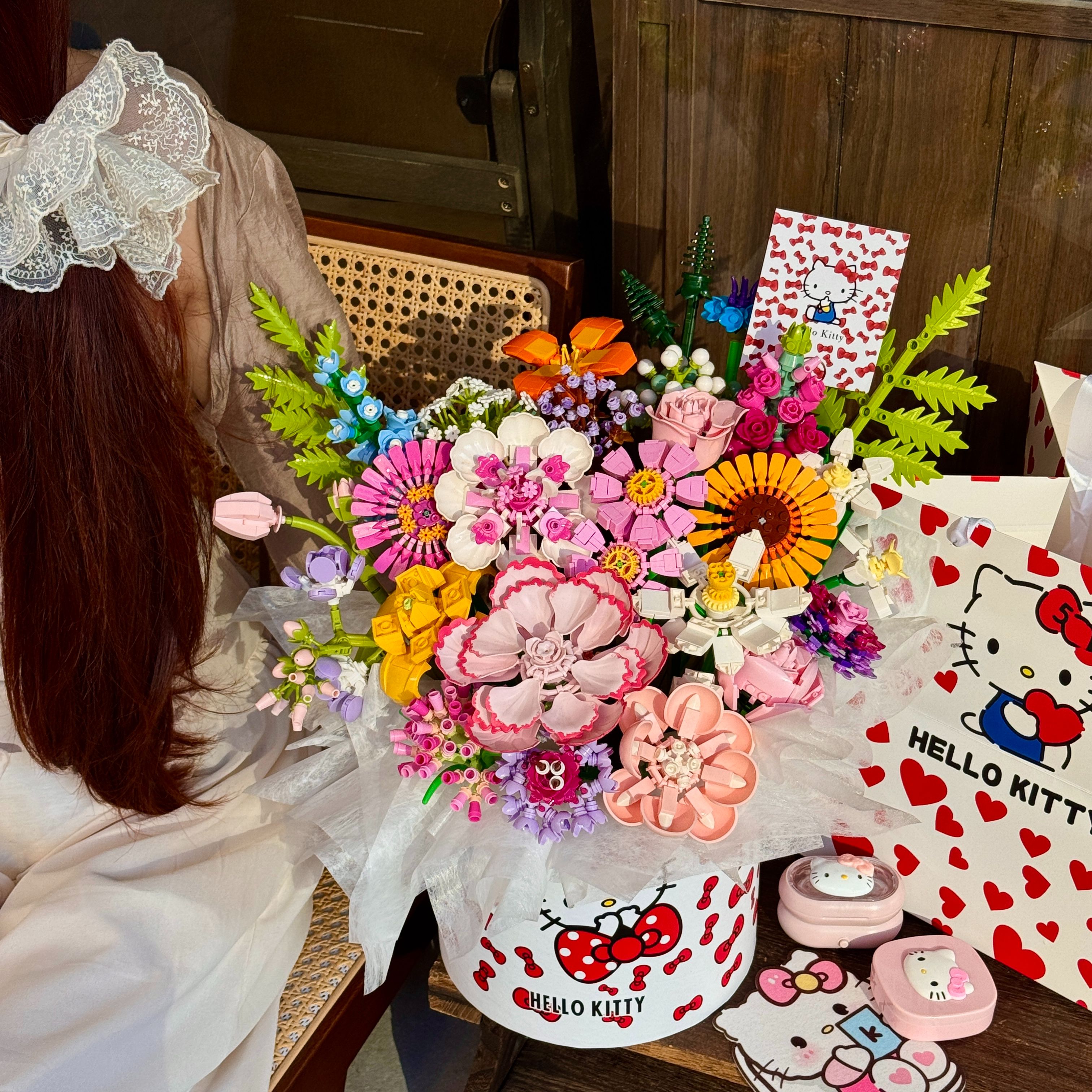 【哈喽kitty治愈暴击】悠鹿迪积木花束拼装一整套DIY材料包送材料包