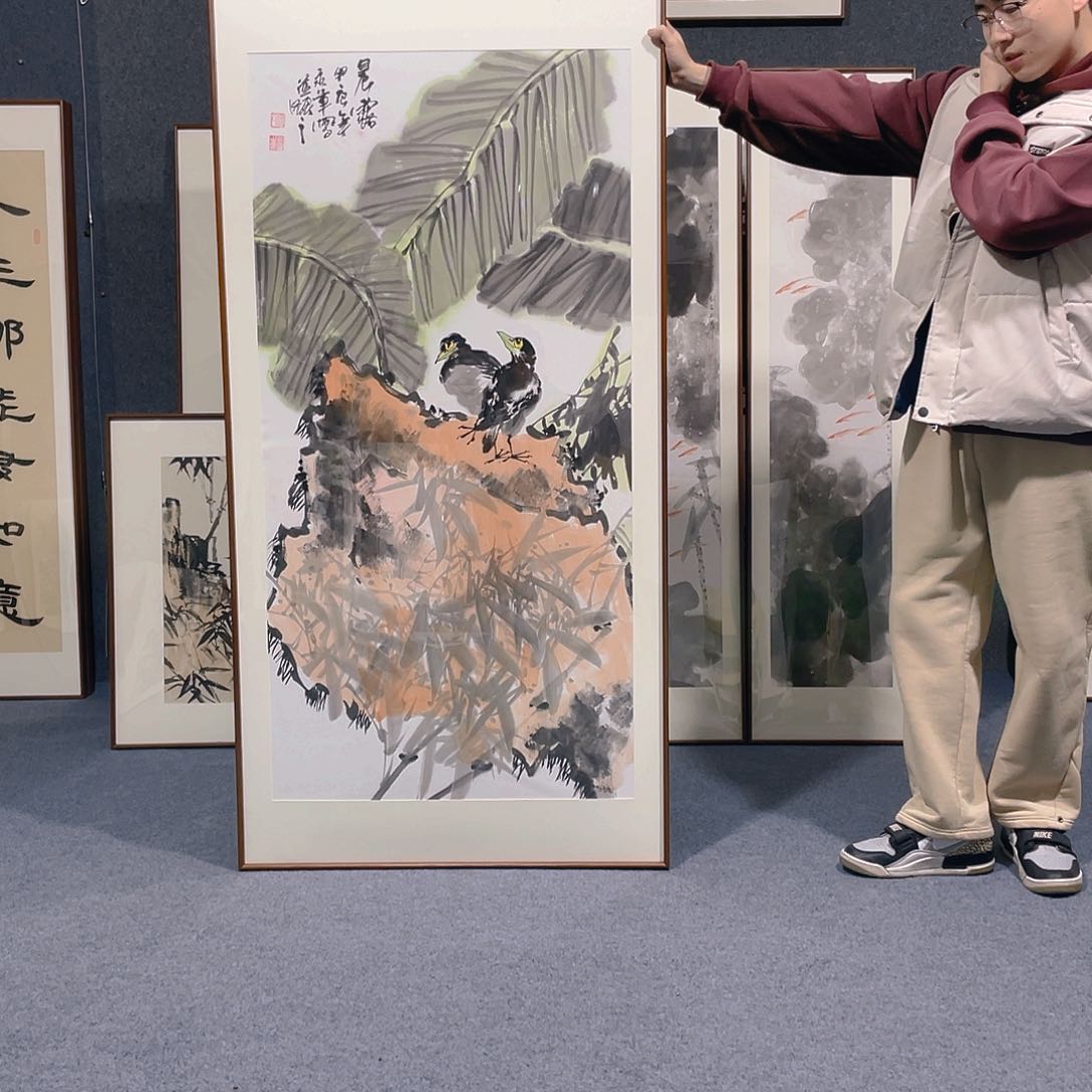 国画手绘作品带框