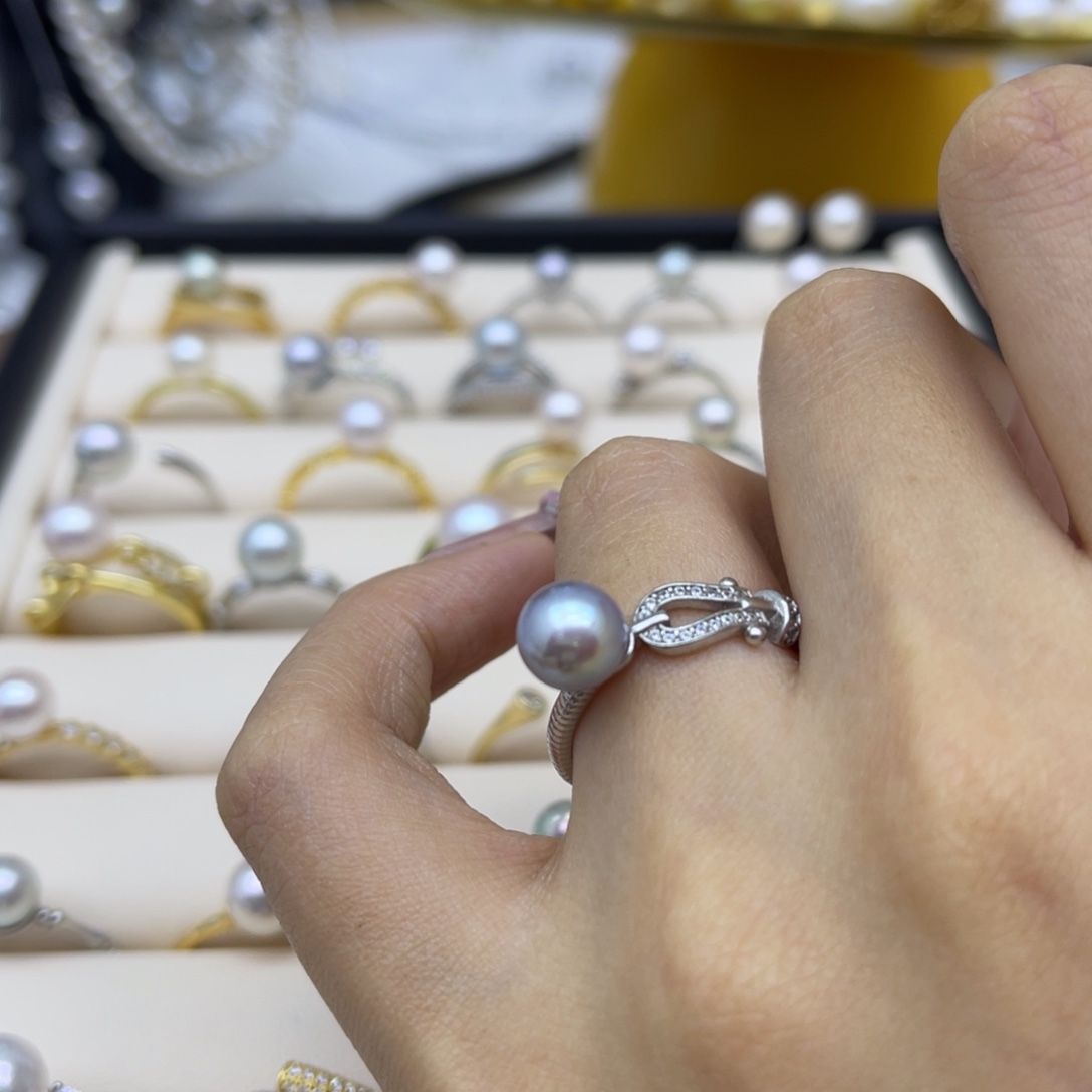 海水珍珠银S925镶嵌戒指