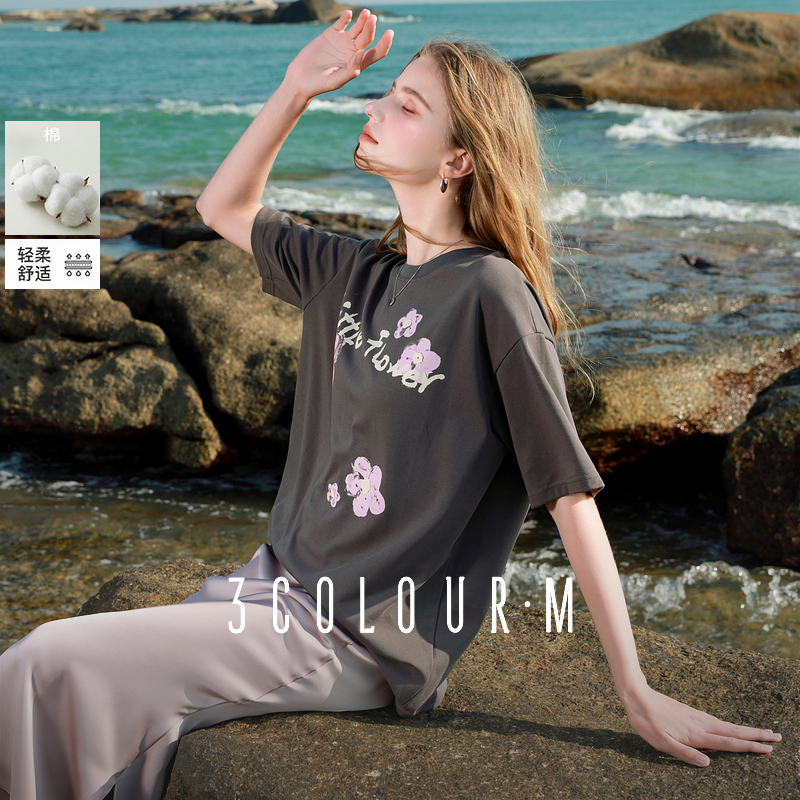 【大叔专享】D401EM20MZ10三彩2025春季新款樱花字母印花圆领dbq