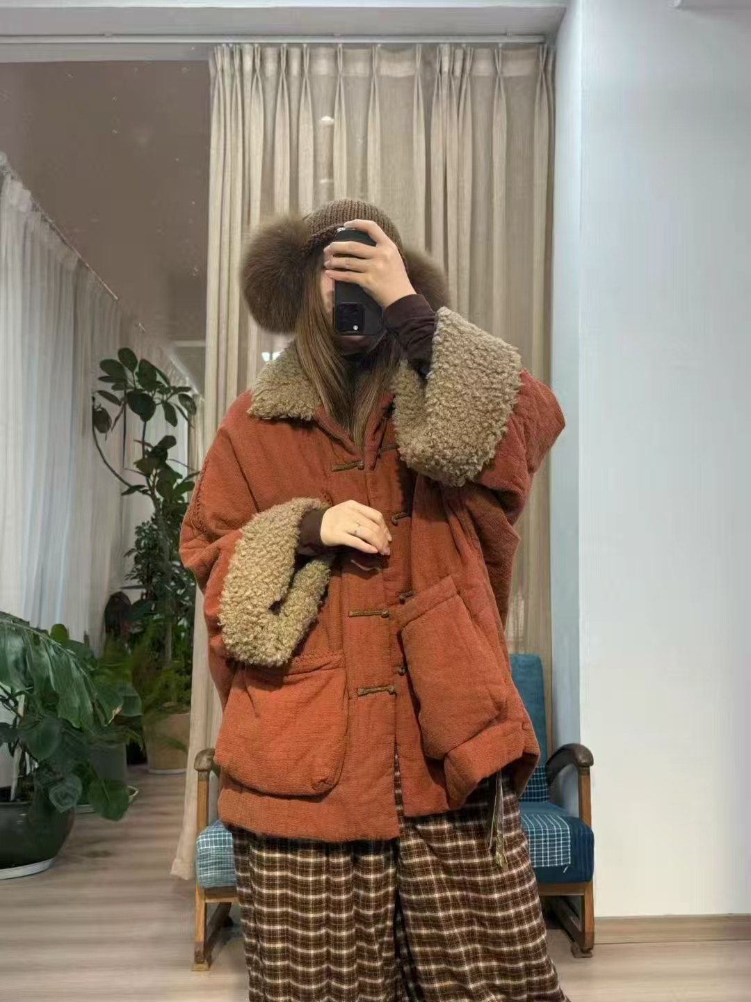 玉莉朴拙个性加厚百搭棉衣