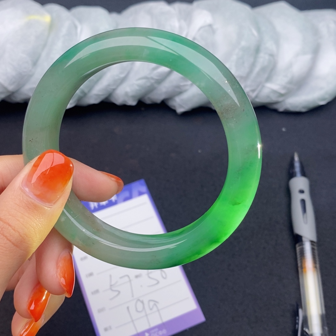 竹牌天然A货非洲翠手镯18