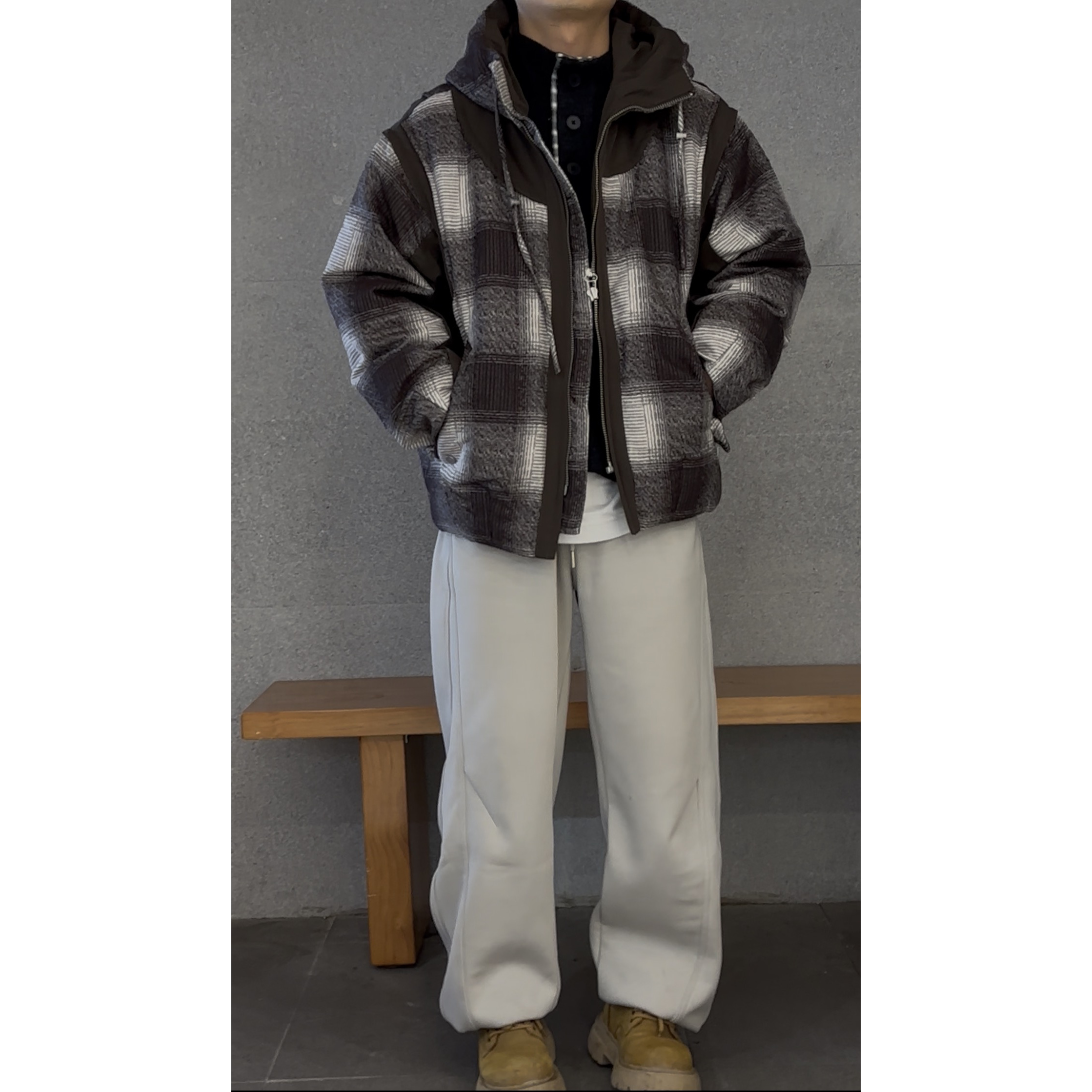 2025冬季新款连帽90鸭绒羽绒服格子40025高克重简单休闲百搭日常