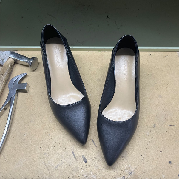 职业高跟鞋黑色细跟真皮女士尖头通勤百搭舒适低跟3CM5CM中跟单鞋