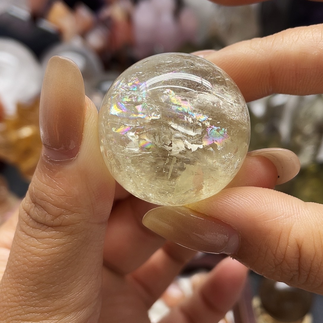 珠宝半成品水晶未镶嵌21爆彩黄水晶