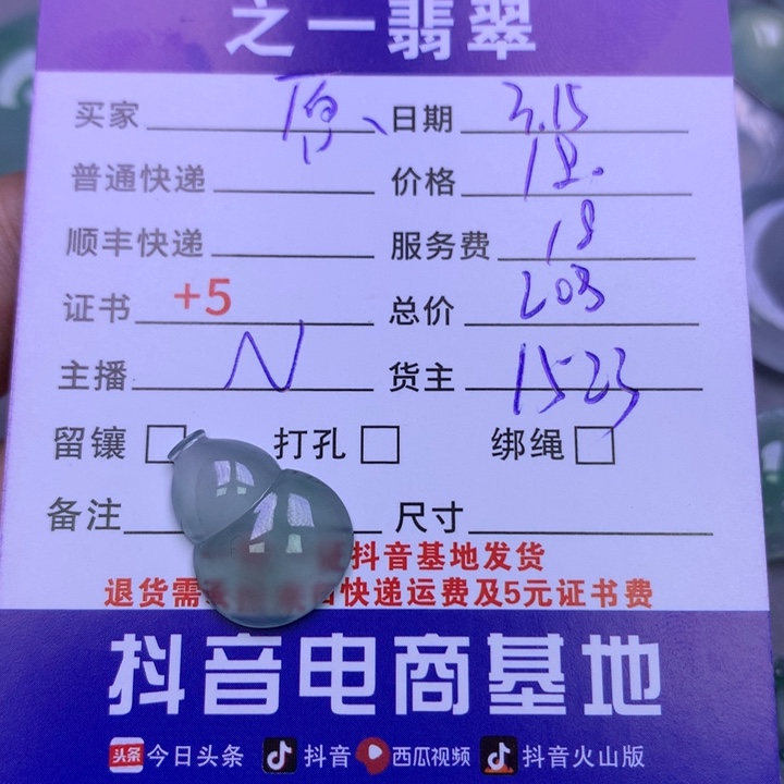 翡翠未镶嵌颈饰“****点