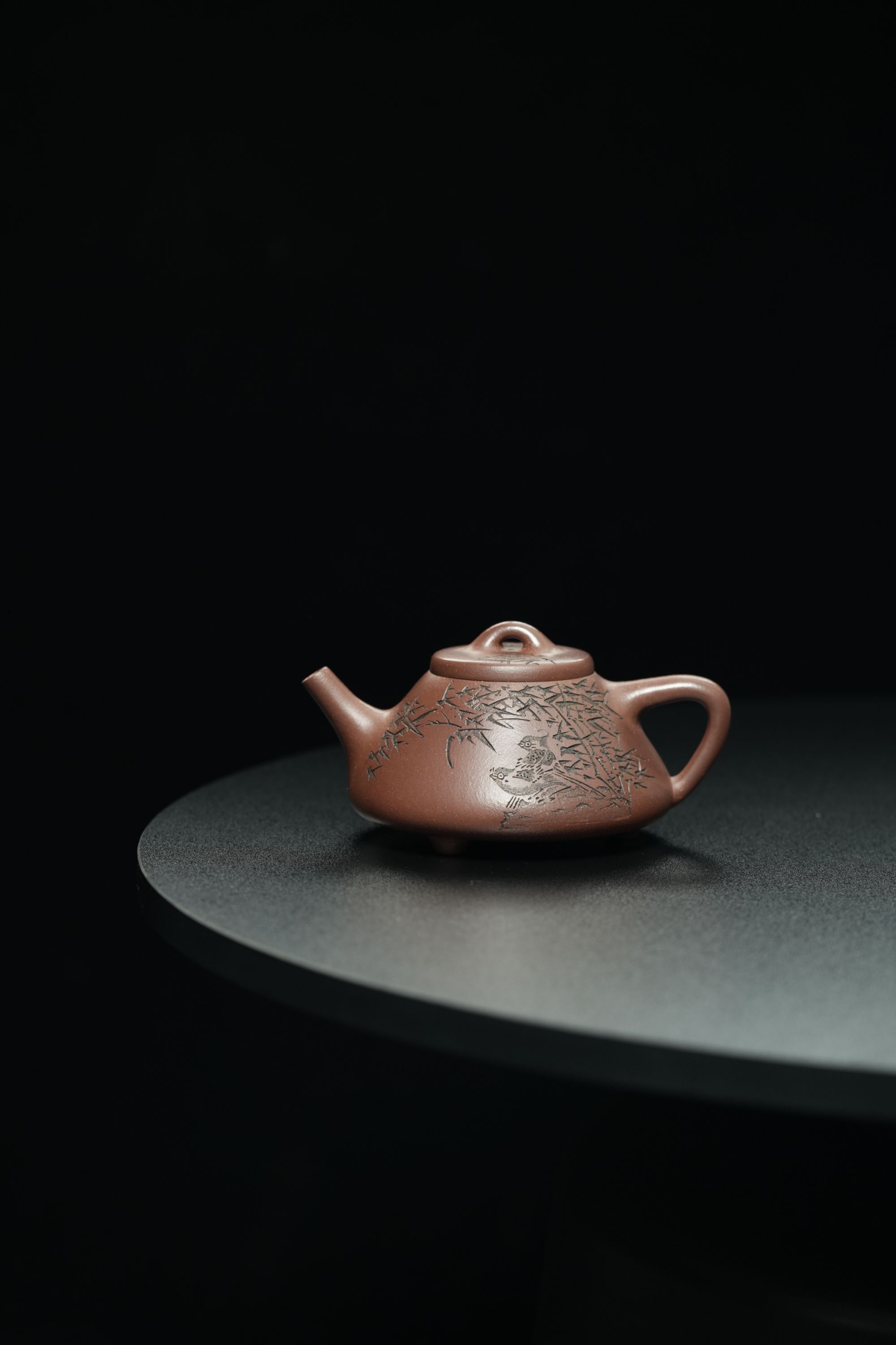 43.HZY底槽青[子冶石瓢]宜兴原矿手工紫砂壶