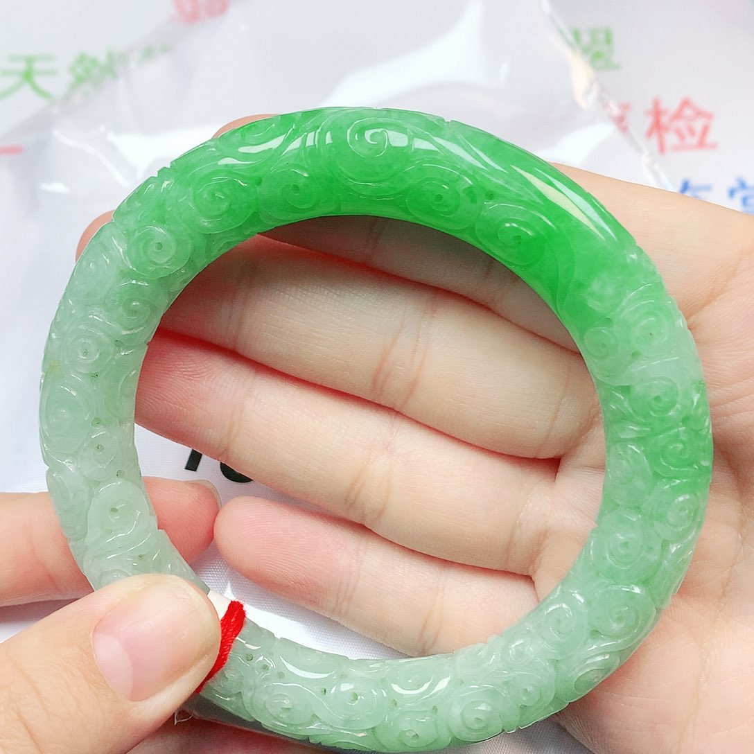 未镶嵌手镯翡翠天然缅甸翡翠A货180 雕花
