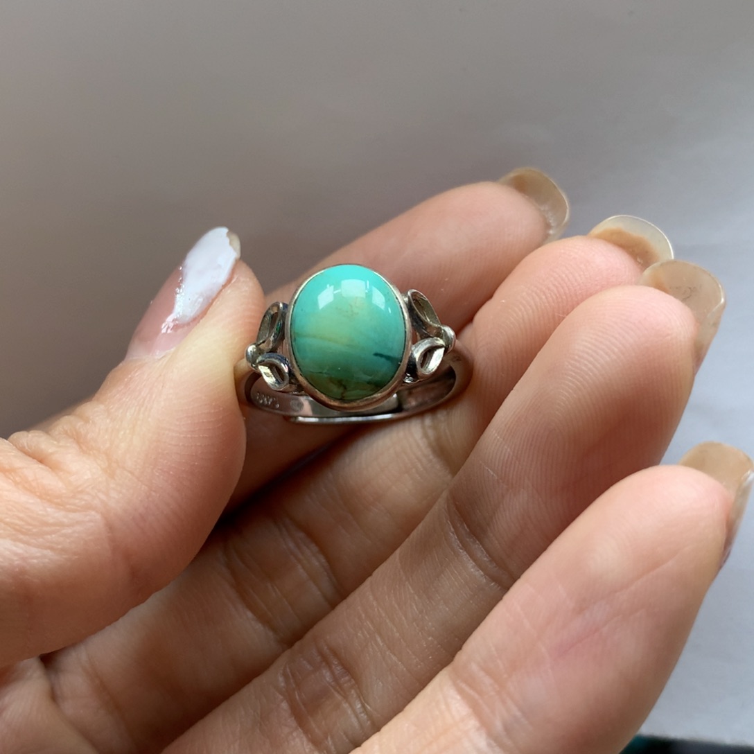 绿松石戒指银S925镶嵌