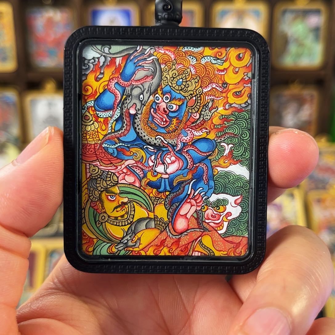 吊坠青海热贡手绘黑姥爷