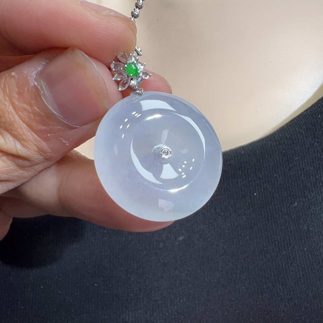 翡翠吊坠(不含链)18K金镶嵌