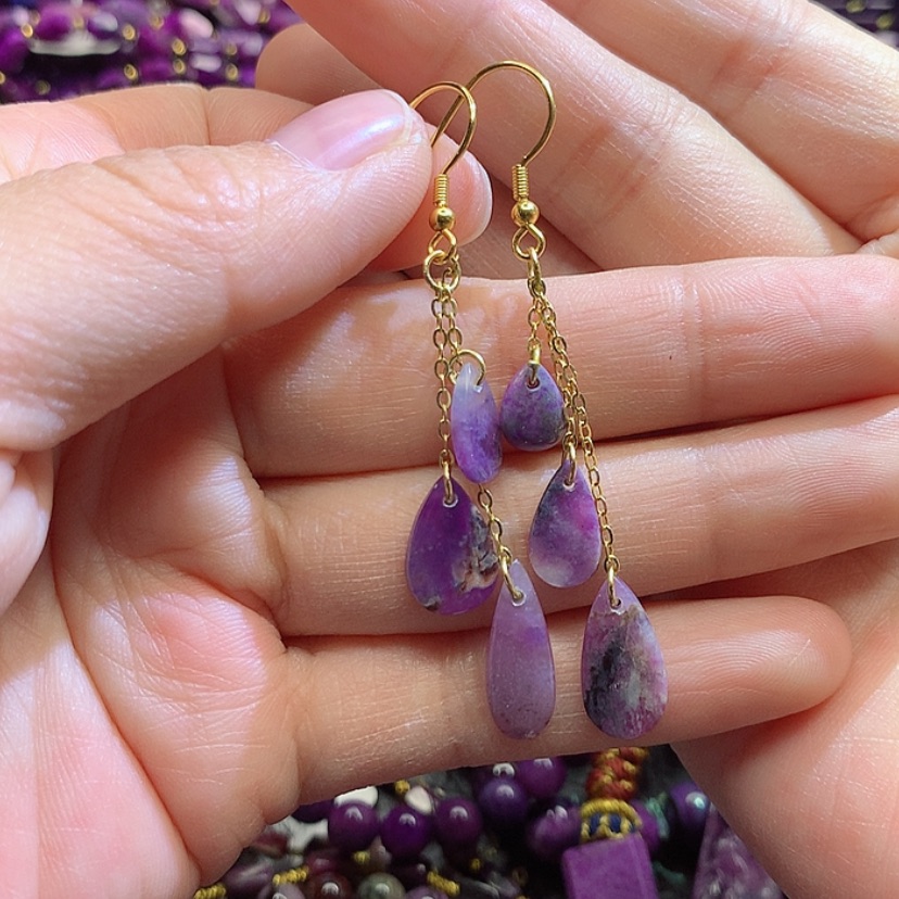 【闪购商品】银S925镀金镶嵌苏纪石（舒俱来）耳钩