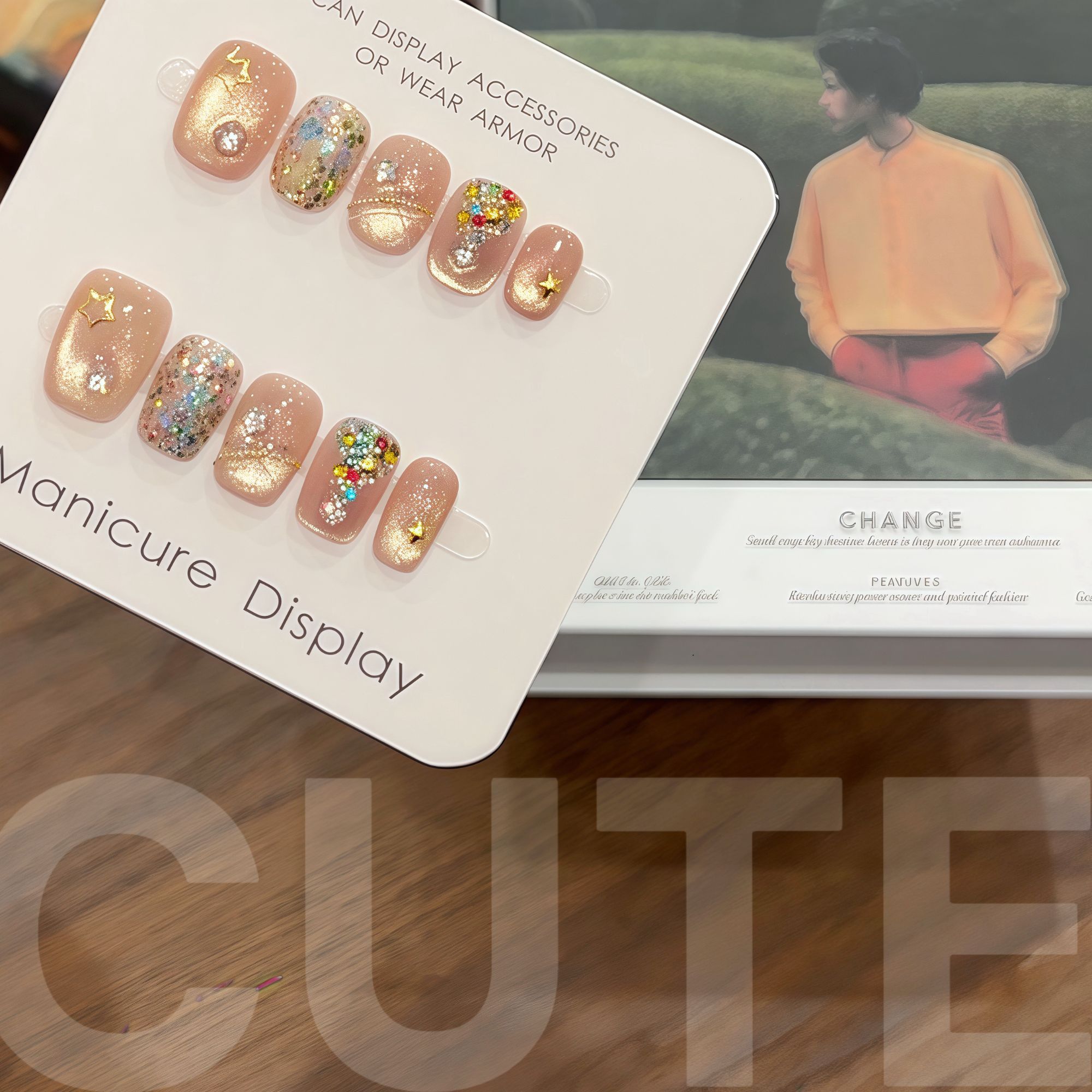 【圣诞派对-短甲】可爱节日波点猫眼短款穿戴甲温柔显白日常百搭