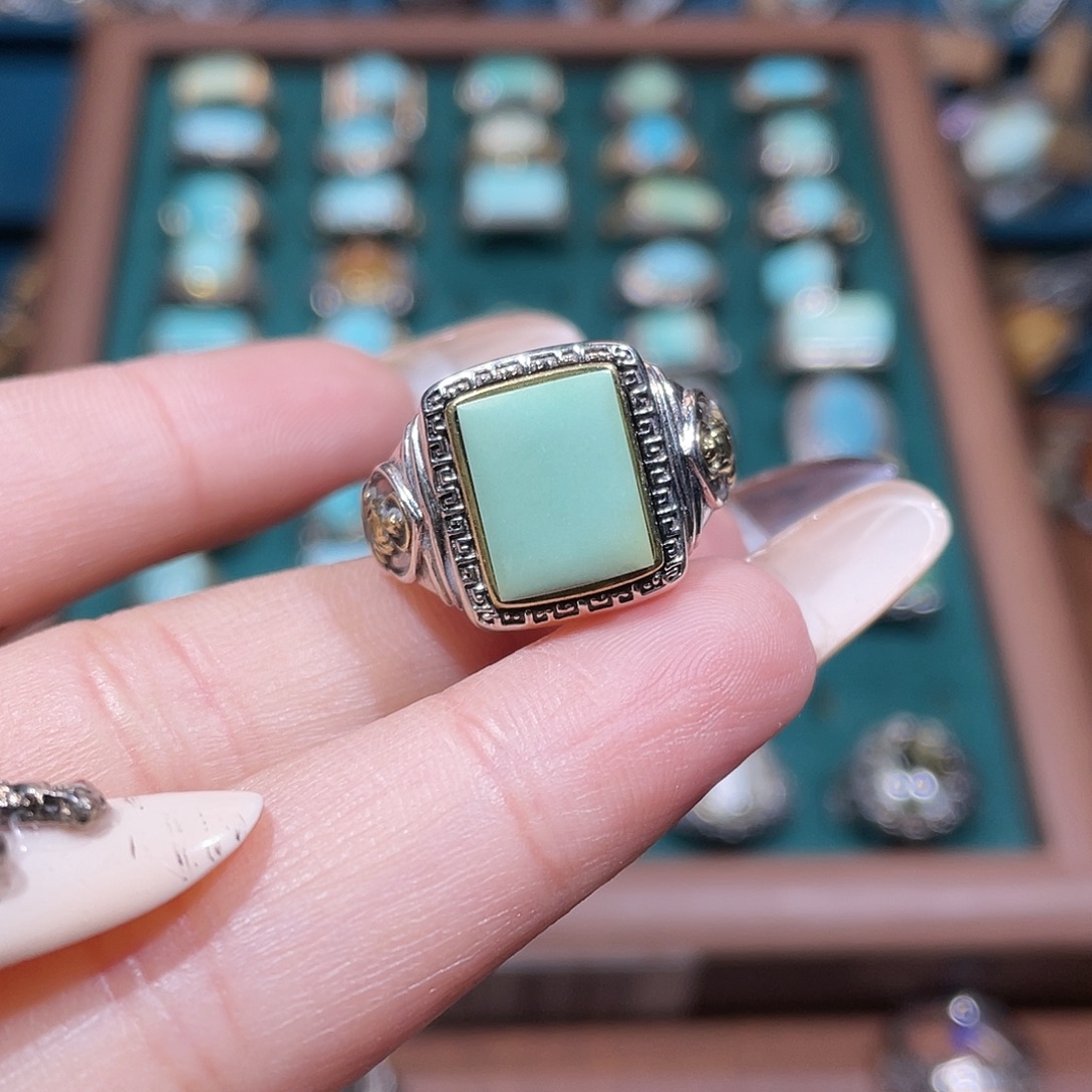小****绿松石银S925镶嵌戒指