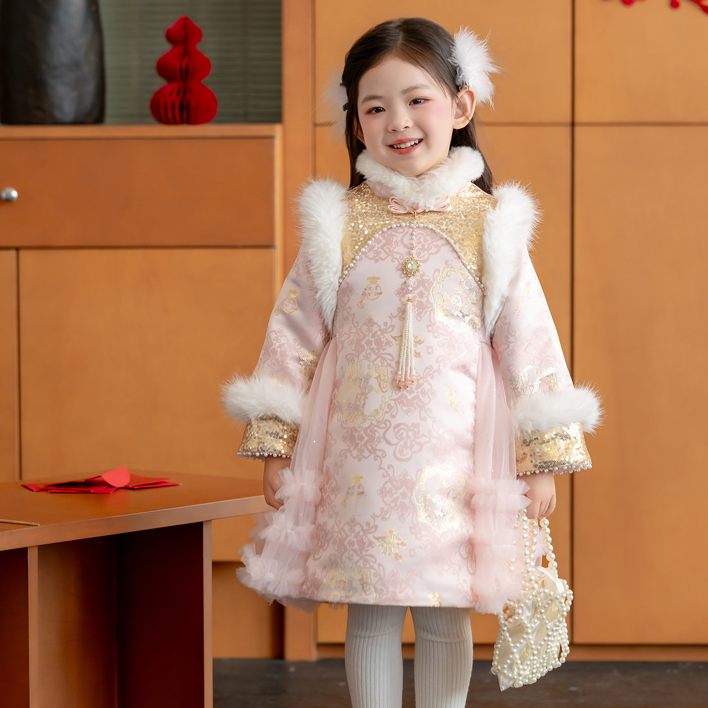 【繁花序】汉服女童冬装25年新中式旗袍裙女孩连衣裙拜年服新年装