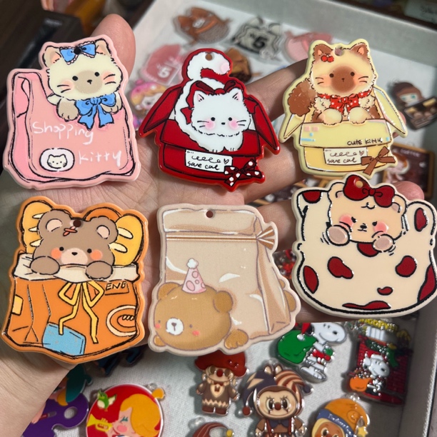 打孔亚克力贴片韩版ins甜美可爱手机包挂钥匙扣挂件发夹配件diy