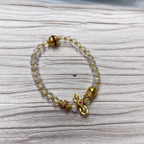 铜合金手链 14577 沙沙红石球十字杵算盘白水手链